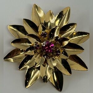 Floral Brooch with Purple Accents